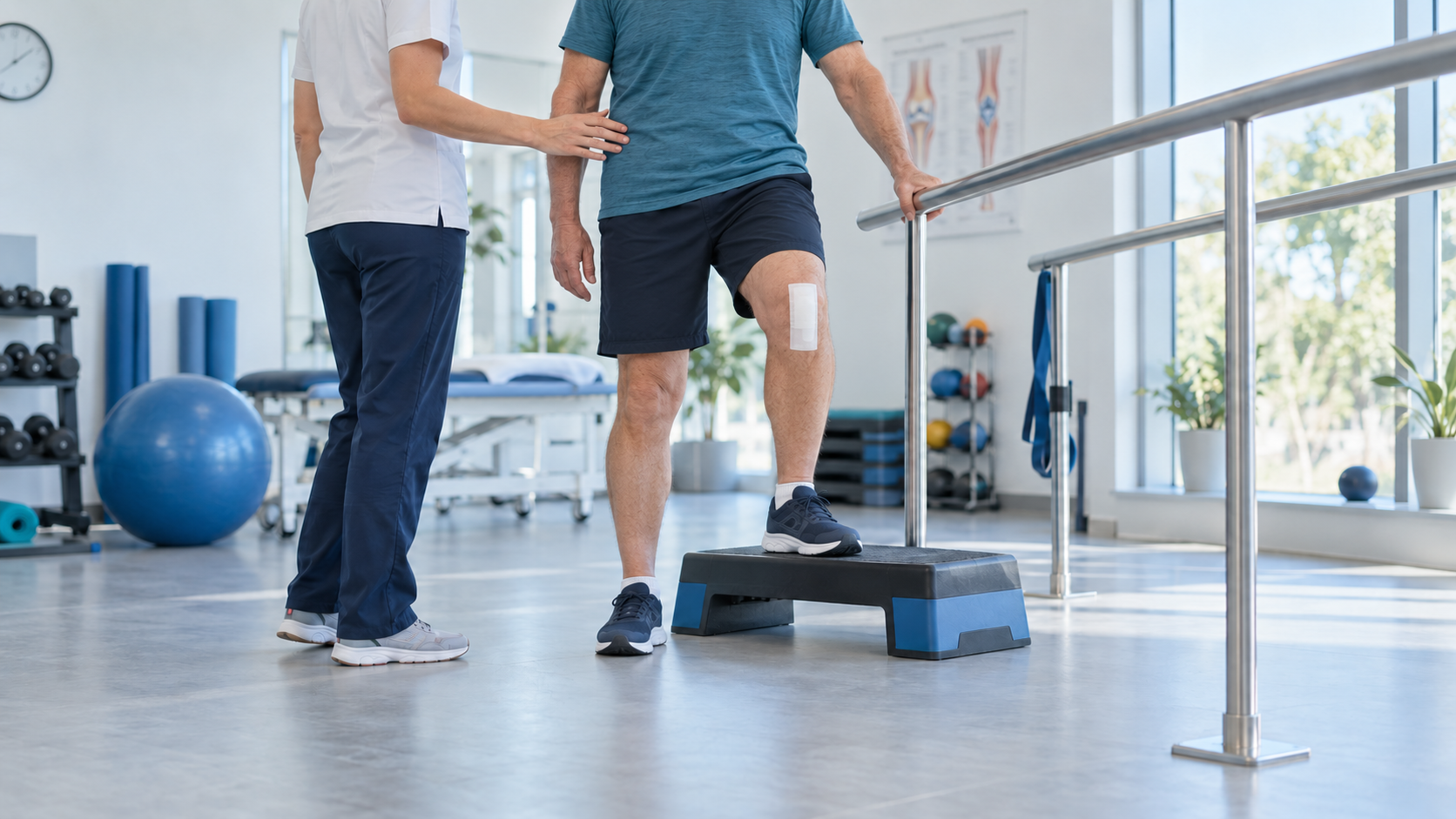 Knee replacement recovery with supervised step exercises in South Wales