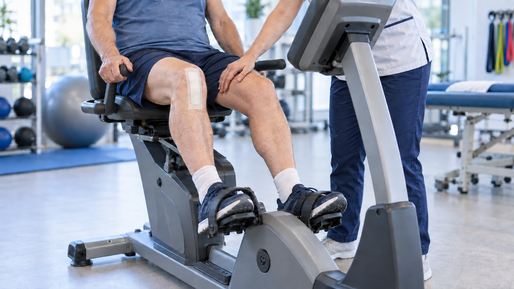 Partial knee replacement recovery with supervised stationary cycling exercises